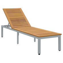 Berkfield Sun lounger Reclining Grey 200 x 55 x 35 cm Solid Acacia Wood