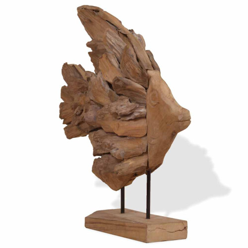 Berkfield Fish Sculpture Teak 40x12x57 cm 1