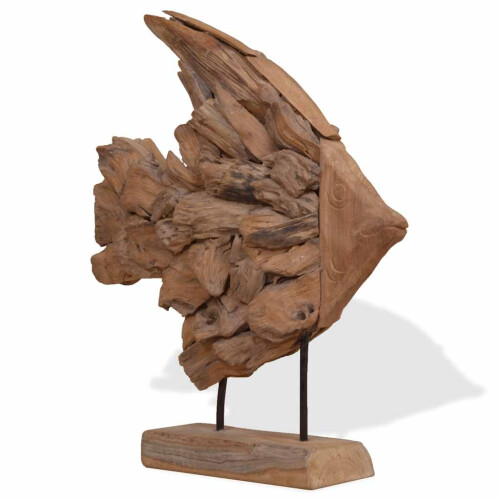 Berkfield Fish Sculpture Teak 40x12x57 cm 2