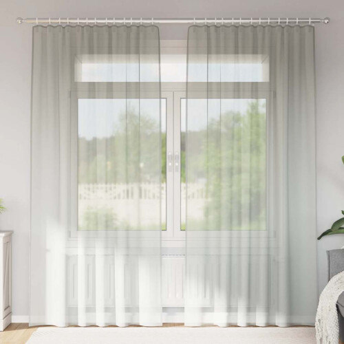 Berkfield Voile Curtains with Rod Pockets 2 pcs Light Grey