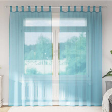 Berkfield Voile Curtains with Rod Pockets 2 pcs Turquoise