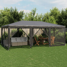 Berkfield Party Tent with 10 Mesh Sidewalls Anthracite 6x4 m HDPE
