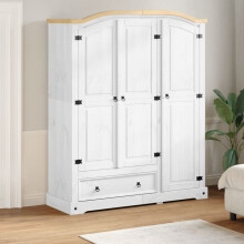Berkfield Wardrobe Corona White 151.5x52x186 cm Solid Wood Pine