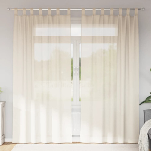 Berkfield Voile Curtains with Tab Top 2 pcs Cream
