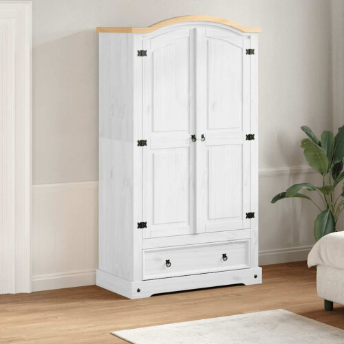 Berkfield Wardrobe Corona White 102x52x186 cm Solid Wood Pine