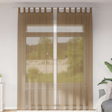 Berkfield Voile Curtains with Loops 2 pcs Light Brown 140x260 cm