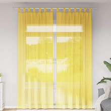 Berkfield Voile Curtains with Loops 2 pcs Yellow 140x260 cm