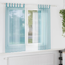 Berkfield Voile Curtains with Loops 2 pcs Turquoise 140x140 cm