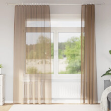 Berkfield Voile Curtains with Rod Pockets 2 pcs Light Brown