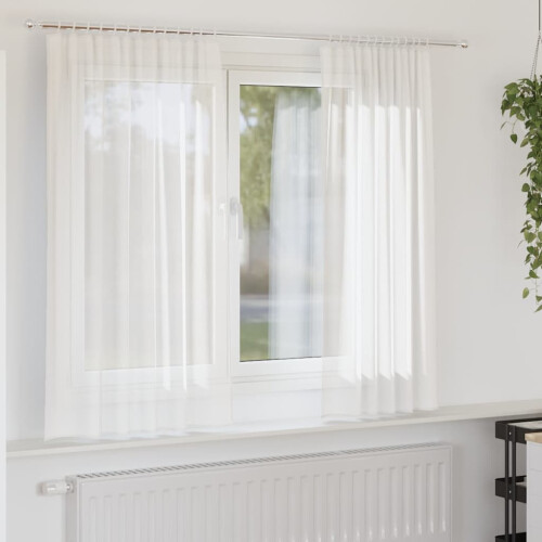 Berkfield Voile Curtains with Rod Pockets 2 pcs White