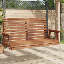 Berkfield Garden Swing Bench with Metal Chains Brown Solid Wood Fir
