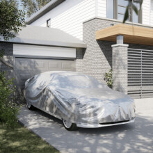 Berkfield Car Cover for Sedan with Buckle Straps Full Silver L PEVA