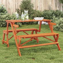 Berkfield Picnic Table with Benches Solid Wood Fir 2-in-1 Convertible
