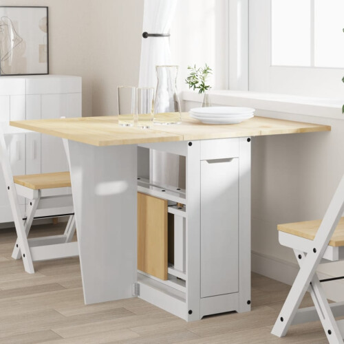 Berkfield Butterfly Dining Table Foldable Corona White Solid Wood Pine