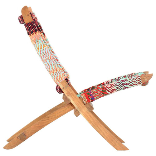 Berkfield Folding Chindi Chair Multicolours Fabric 2