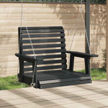 Berkfield Garden Swing Chair with Metal Chains Black Solid Wood Fir