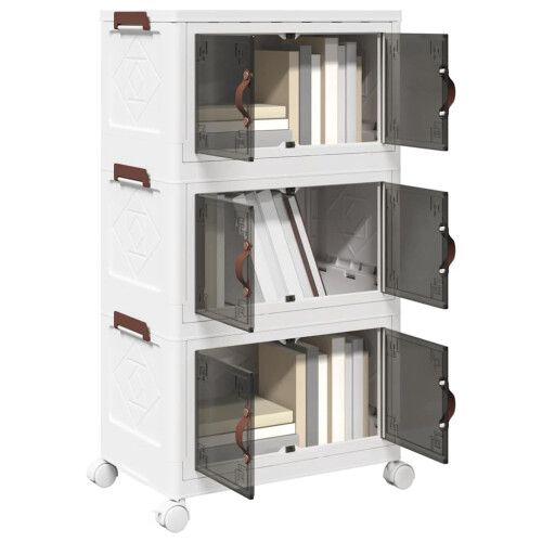 Berkfield Stackable Storage Box with Wheels 3-Tier 28 L 48.5x29.5x86 cm