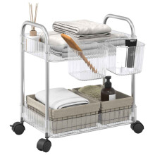 Berkfield Storage Trolley 2-Tier Transparent 37x28x43.5 cm Acrylic