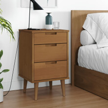 Berkfield Bedside Cabinet MOLDE Brown 40x35x65 cm Solid Wood Pine