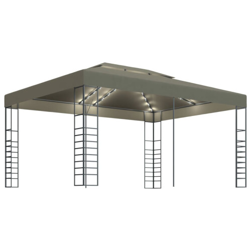 Berkfield Gazebo with LED String Lights 3x4 m Taupe 1