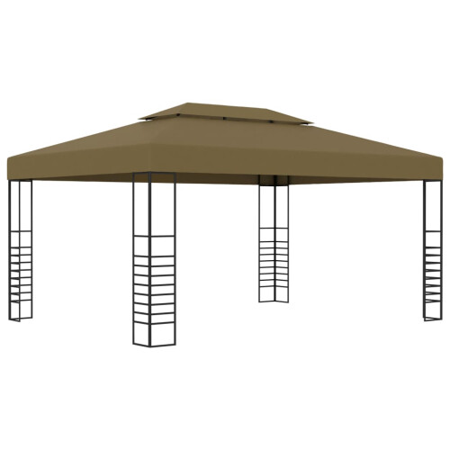 Berkfield Gazebo with LED String Lights 3x4 m Taupe 2