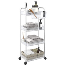 Berkfield Storage Trolley 4-Tier Transparent 37x28x95 cm Acrylic