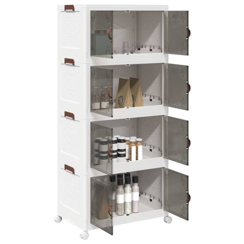 Berkfield Stackable Storage Box with Wheels 4-Tier 75 L 64x40x141.5 cm