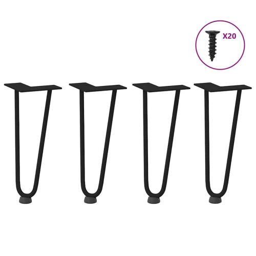 Berkfield Hairpin Legs for Coffee Table 4 pcs Black 30 cm Solid Steel