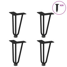 Berkfield Hairpin Legs for Coffee Table 4 pcs Black 20 cm Solid Steel