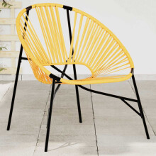 Berkfield Garden Egg Chair Black and Yellow Poly Rattan