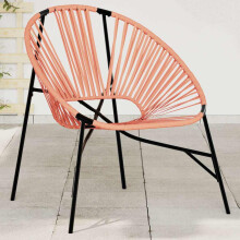 Berkfield Garden Egg Chair Black and Orange Poly Rattan
