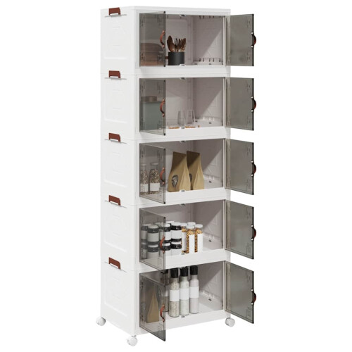 Berkfield Stackable Storage Box with Wheels 5-Tier 75 L 64x40x179 cm