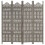 Berkfield Hand carved 4-Panel Room Divider Grey 160x165 cm Solid Mango Wood 6