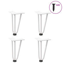 Berkfield Hairpin Legs for Coffee Table 4 pcs White 20 cm Solid Steel