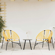 Berkfield Garden Chair Set 3 pcs Black and Yellow Poly Rattan
