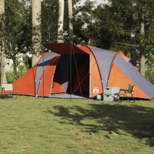 Berkfield Family Tent Dome 6-Person Grey and Orange Waterproof