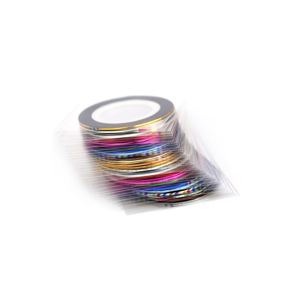 30PCS Metallic Nail Striping Tape Set Self Adhesive Ultra Thin 3D Nail Art Decoration Rolls 20m