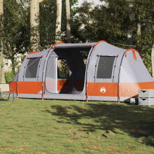 Berkfield Camping Tent Tunnel 4-Person Grey and Orange Waterproof