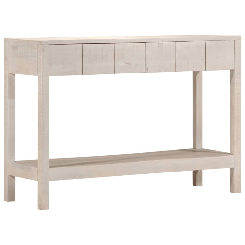 Berkfield Console Table White 110x35x75 cm Solid Wood Mango