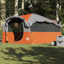 Berkfield Family Tent Tunnel 6-Person Grey and Orange Waterproof