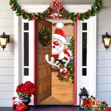 Christmas fabric door cover 35x79 inch with elastic