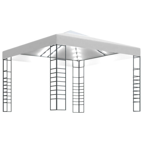 Berkfield Garden Marquee with LED String Lights 3x3 m White 1