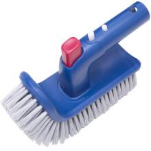 Pool Brush with Rotatable Handle and Dense Bristles, CornerFriendly Pool Cleaning Brush for Steps and Walls (Blue)