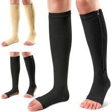 Compression Socks with Zipper 15-20 mmHg Knee High 3 Pairs