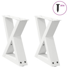 Berkfield Coffee Table Legs 2 pcs White 30x(30-31.3) cm Steel