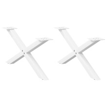 Berkfield Coffee Table Legs X-Shaped 2 pcs White 70x(30-31) cm Steel