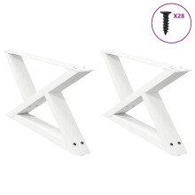 Berkfield Coffee Table Legs 2 pcs White 70x(30-31.3) cm Steel