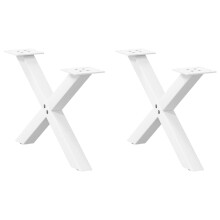 Berkfield Coffee Table Legs X-Shaped 2 pcs White 60x(30-31) cm Steel