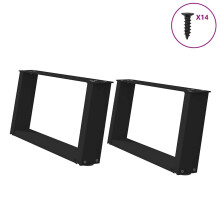 Berkfield Coffee Table Legs U-Shaped 2 pcs Black 60x(30-31) cm Steel