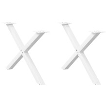 Berkfield Coffee Table Legs X-Shaped 2 pcs White 70x(42-43) cm Steel